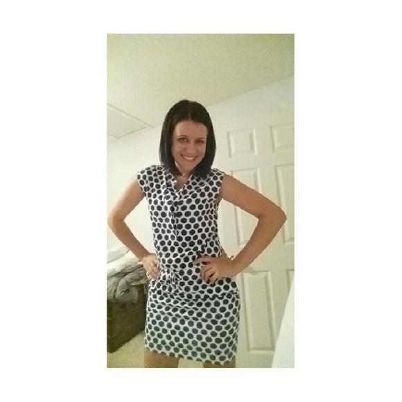 Fun blue polka-dot dress with pockets