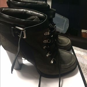 Gray suede platform booties brand new