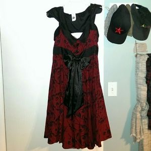 Red and black rockabilly dress