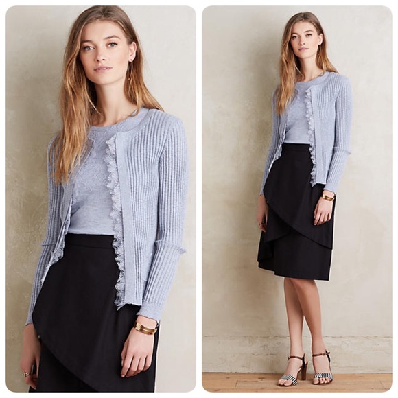 Anthropologie Sweaters - 🌹HP🌹Anthro Ribbed Lace Cardigan + Lace York Tee