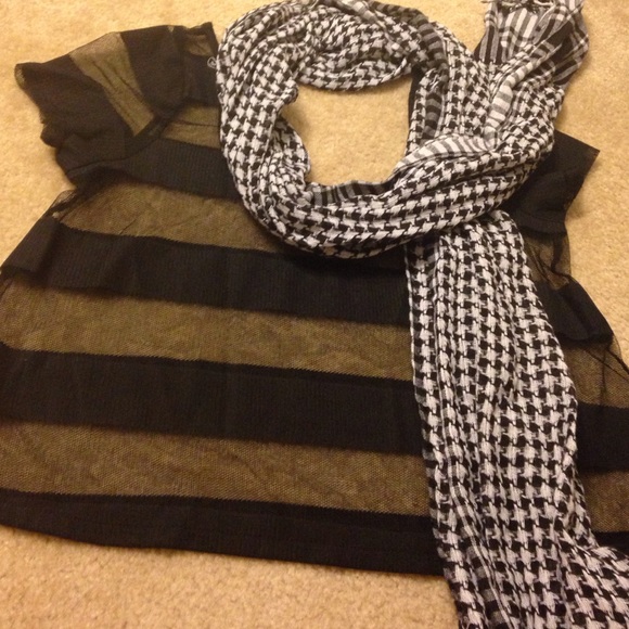 Striped Mesh Layering Tee