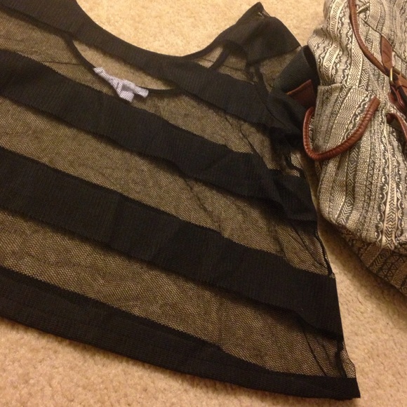 Striped Mesh Layering Tee - Picture 2 of 3