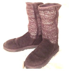 UGG Grey Sequin Knee high pull on Boots