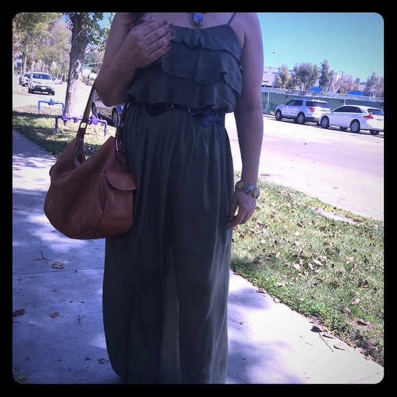 Long Green Olive Dress size M