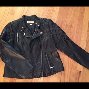 Michael by Michael Kors Quilt Moto Leather Jacket
