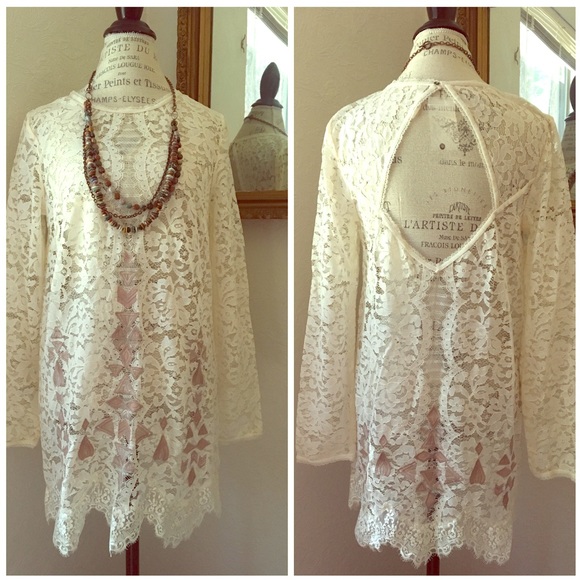 Free People Long Lace Blouse