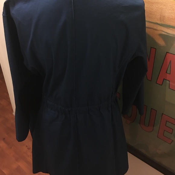 Lafayette 148 New York Blue Cinched Waist Coat - Picture 3 of 4