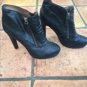 Rose gold platform ankle boots