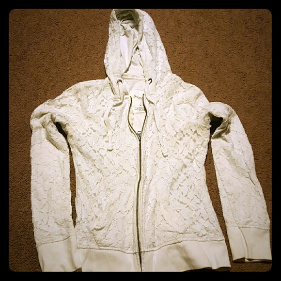 Aeropostale white lace zip up hoodie