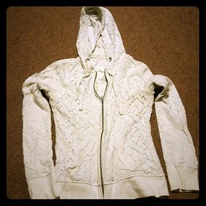 Aeropostale white lace zip up hoodie