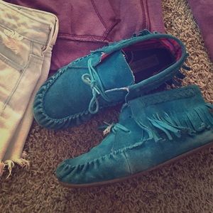 Turquoise moccasins