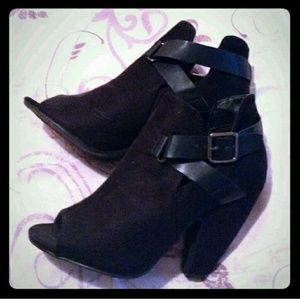Black Suede Booties Sold On MERCARI