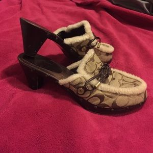 Coach Signature Wooden Clogs- Size 10