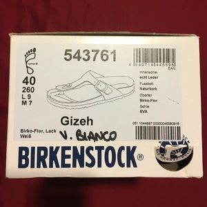 White Gizeh Birkenstocks Size 40