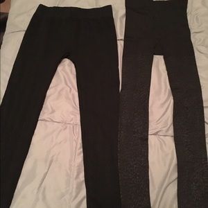 2 PAIRS of fleece lined black leggings