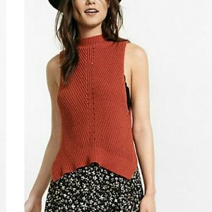 Sleeveless Shaker Mock Neck Knit Top