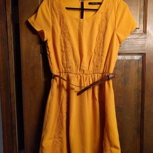 ModCloth's Doe & Rae Folk Mustard Dress