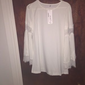 White bell sleeved dress