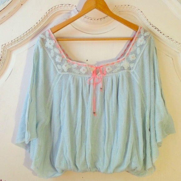 Free People Turquoise Bubble Top