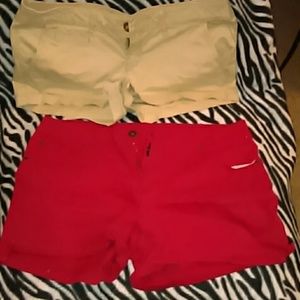 Tan and red shorts!