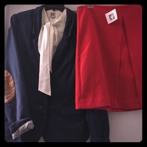 *NWT* Red Anne Klein Front Pleat Skirt Sz 10 *NWT*