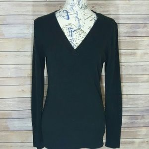 Black V-neck sweater