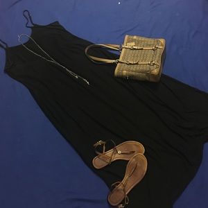 Black textured maxi with spaghetti straps