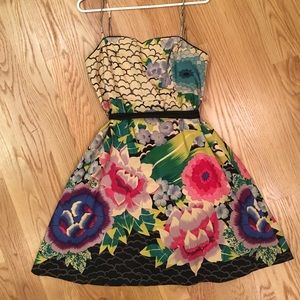 Moulinette Soeurs strapless "painted lotus" dress