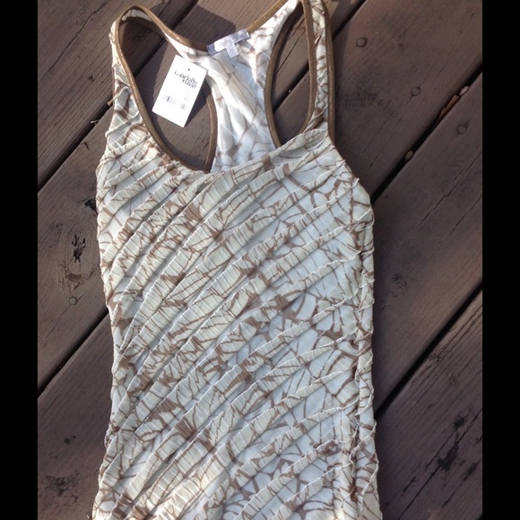 Cream & Brown Print Ruffle Tank