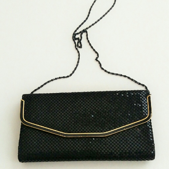 Vintage black steel mesh evening clutch