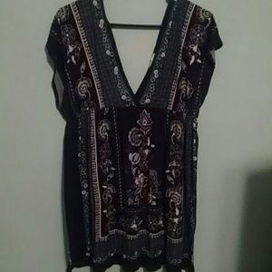 Empire waist plunging neckline blouse