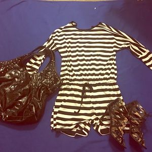 Black and white romper with cut out back