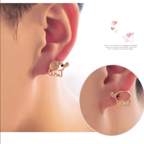 Adorable Opal pierced elephant charm earrings new - Picture 4 of 4