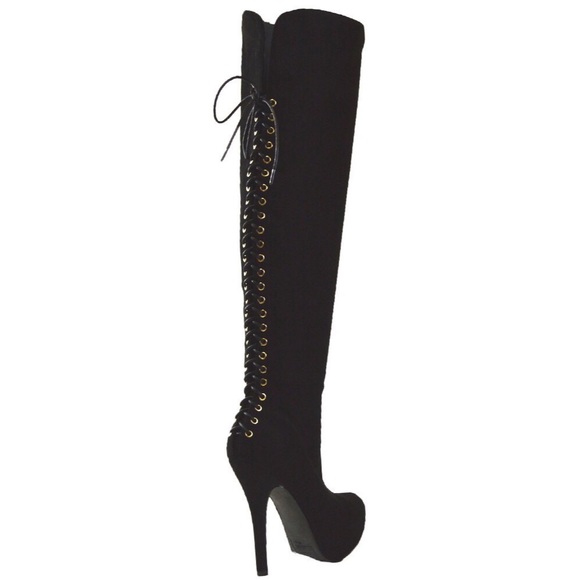Women's black boots high heels