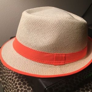 Neon orange trimmed hat