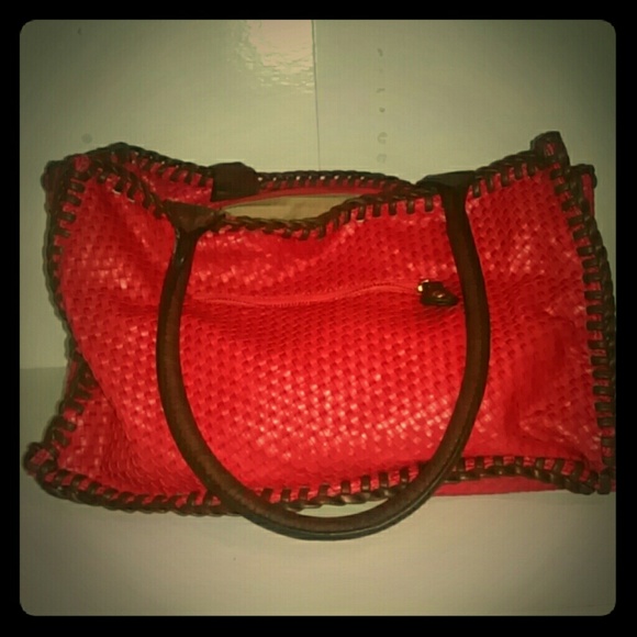 Red weaved purse