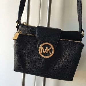 Michael Kors Black leather cross body purse