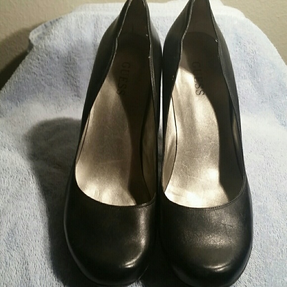 Guess Black Leather Platform Heels - Picture 2 of 4