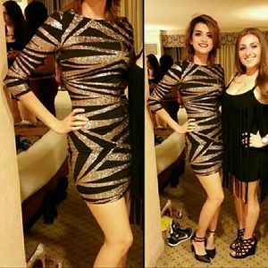 🌷BLACK & GOLD GLITTER DRESS 🌷