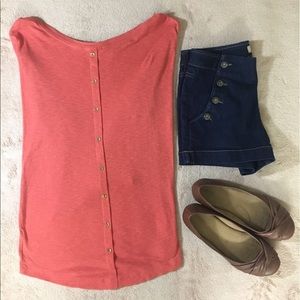 🌺 3/$10: Button Backed Orange Top