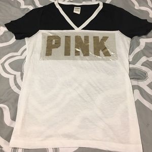Pink tee white and gold