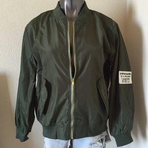 Jackets & Coats - Army Green Embroidered Patch Bomber Jacket Jackets & Coats - Army Green Embroidered Patch Bomber Jacket