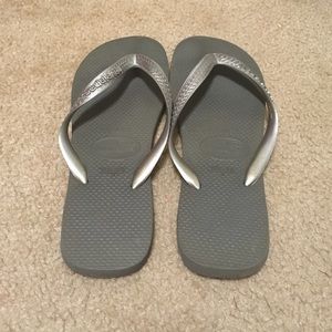 Havaianas silver flip flops