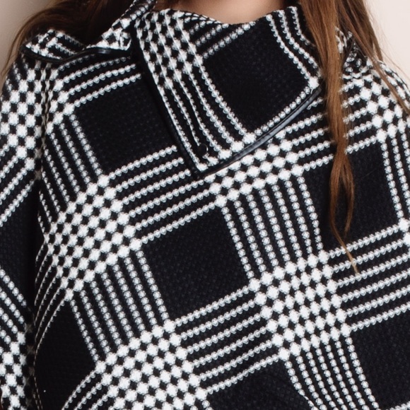 Plaid Cowl Neck Poncho - Picture 4 of 4