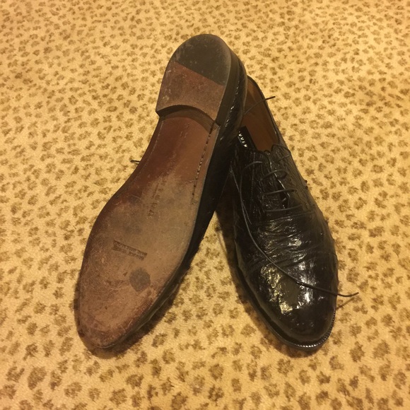 Avventura black Ostrich lace-up loafers
