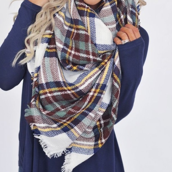 New Tartan Plaid Blanket Scarf Chunky Knit - Picture 3 of 3