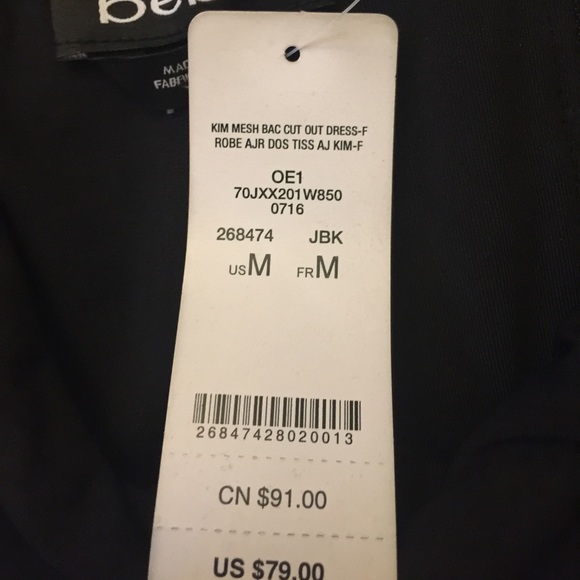 Black low cut Bebe dress. NWT - Picture 3 of 3