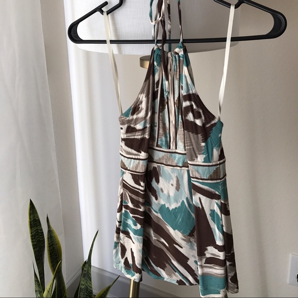 BCBGMAXAZRIA watercolor keyhole halter