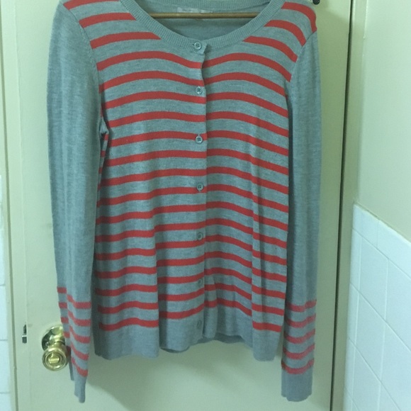 Gap grey and orange striped cardigan
