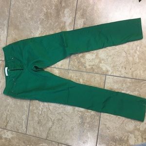 Cute green skinny jeans. St. Patrick's day ready.